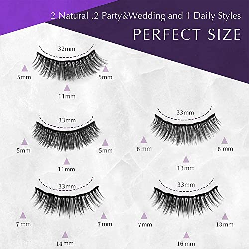 Magnetic Eyelashes with Eyeliner,2 Tubes of Magnetic Eyeliner and Updated 5 Pairs Magnetic Eyelashes Natural Look, Reusable Magnetic Lashes with