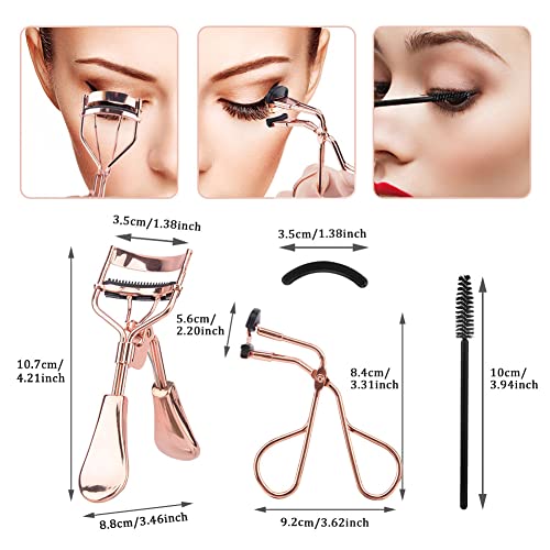 Eyelash Curlers,4 in 1 Lash Curler Kit for Women includes 2 Size of Eye Lash Curler with Comb,Eyebrow Brush,4 Refills Pads,for Natural and Curved