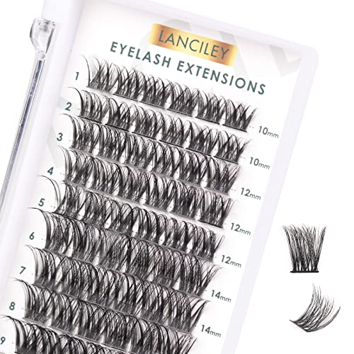 Lanciley Individual Lashes 45 Clusters Lashes C Curl DIY Eyelash Extension Kit at Home for Make-up Beginner False Eyelashes with Eyelash Glue Twe