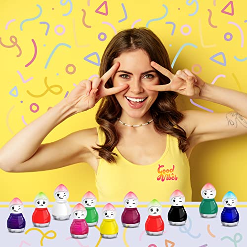 Beauty4Britain 24 x Nail Polish Doll Shaped Mix of 24 Glitter Pastel Pearl Bright Classic Colours Display Box Glass Bottles (Colour Set B)