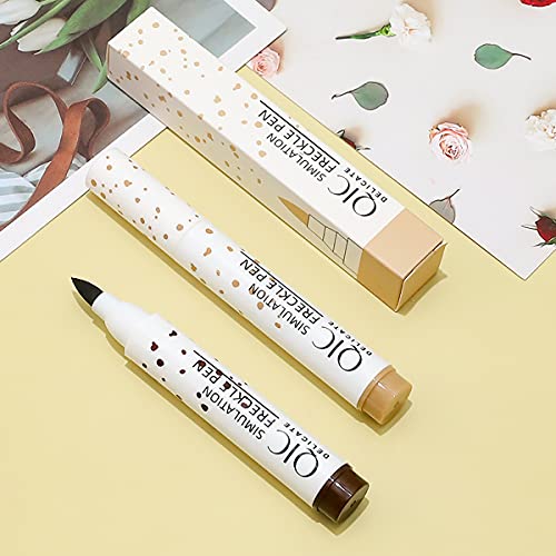 Mysense 2 Colors Freckle Pen Makeup,Natural Lifelike Fake Freckles Magic Freckle Color Pen,Soft Waterproof Long-lasting Pen for Effortless Sunkis