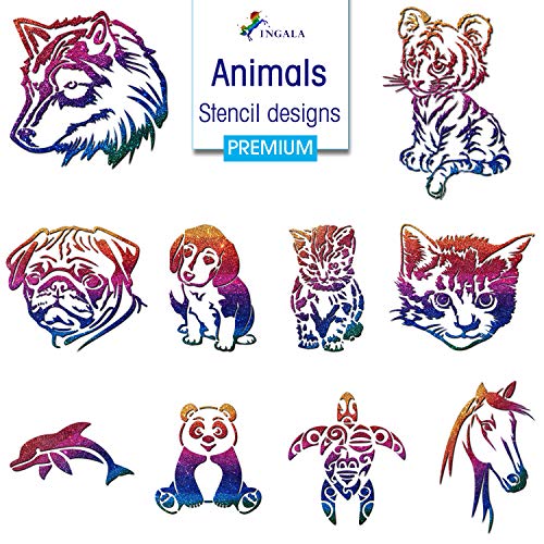 INGALA PREMIUM Stencils Set - 146 Unique Artistic Glitter Tattoo Stencils for Kids, Teens and Adults. Can be used as Henna Tattoo Stencils, Airbr