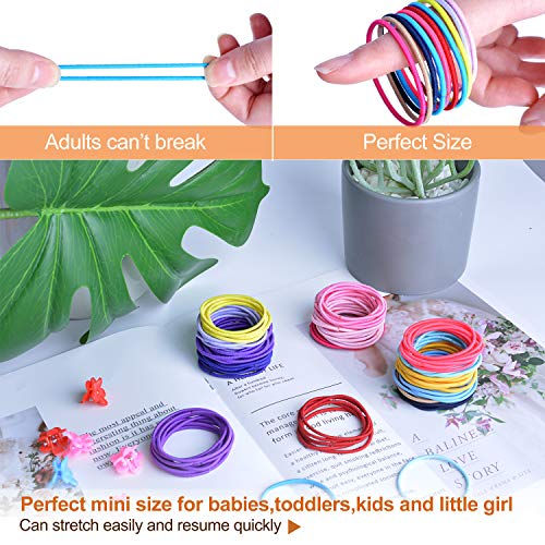 Hair Bobbles, 200Pcs Hair Ties Elastic Hair Bands Ponytail Holders for Girls Women with 15Pcs Mini Hair Clips (Multicolor)