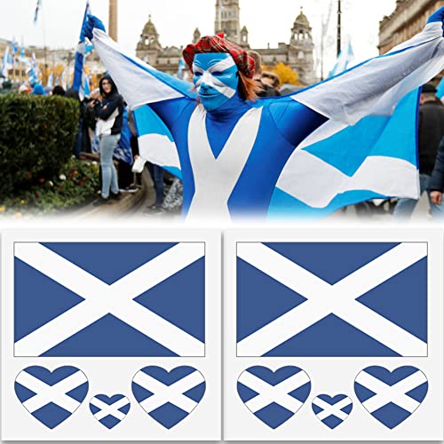 Scotland Flag Temporary Tattoos,10 Sheets National Flag Face Tattoo Stickers for World Cup European Cup International Competitions