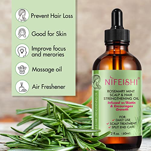 Bieyoc Rosemary Oil for Hair Growth, Organic Rosemary Essential Oil, Scalp & Hair Strengthening Oil, Nourishing Treatment for Hair Care, Skin, Fa