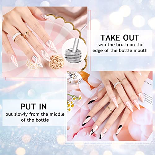 INPING Nail Art Liner Gel Polish, 2 Basic Colors Black White Liner Painted Gel Set Soak-Off UV/LED Nail Varnish Line Pen for Drawing Liner Swirl