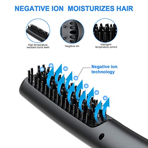Lidasen Beard Straightener Combs for Men, Multifunctional Ionic Hair Beard Straightener Brush Heated Beard Brush for Men Electric Hair Straighten