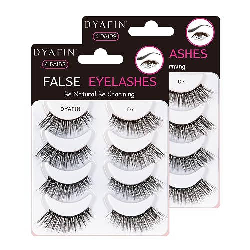 DYAFIN 3D Eyelashes 100% Handmade Strip Lashes Reusable Lightweight Soft Long False Eyelashes 4 Pairs Fake Eyelashes