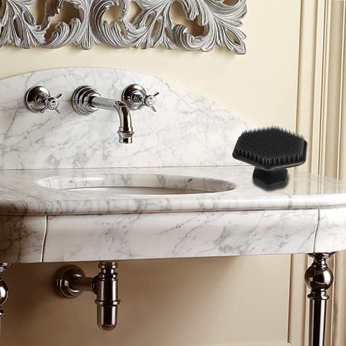 Body Scrubber Silicone Face Scrubber 1Pcs Black Shower Scrubber Facial Cleansing Brush Mini Manual Silicone Face Exfoliator Pad Face Massager Bru