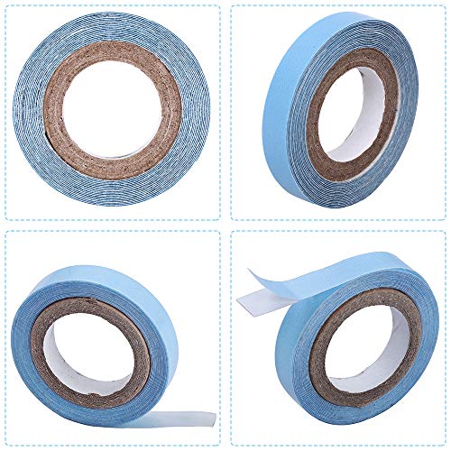 2PCS Lace Front Wig Support Tape, Hair Extension salon Blue Tape Double Sided Adhesive Roll Sticky Tape(0.8cm*3yard)
