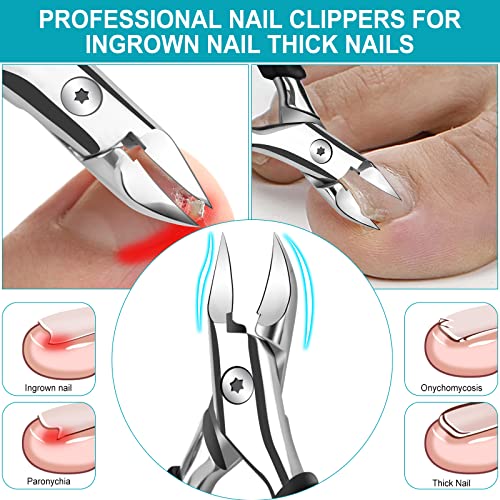 Toe Nail Clippers for Thick Nails for Elderly, 4PC Toenail Clipper for Men Professional Ingrown Toenail Tool Sharp Nail Clippers with Nail File C