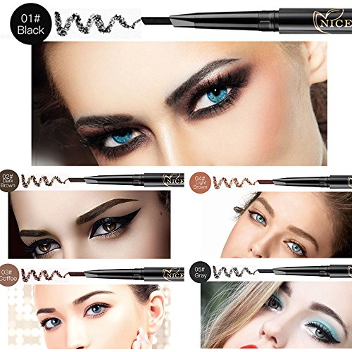 NICEFACE Eyebrow Pencil Dark Brown Double Ended Precision Waterproof Brow(Dark Brown #2)