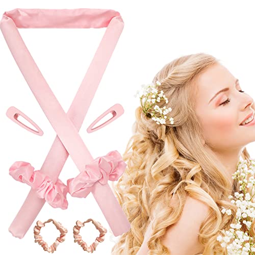 Heatless Curling Rod Headband, ZAHRVIA No Heat Silk Curls Headband Sleep In Overnight Soft Headband Wave Formers Hair Curlers DIY Hair Styling To