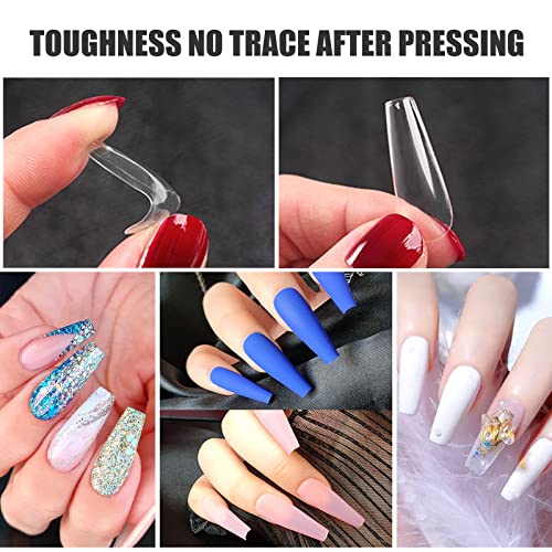 Sularpek Nail Tips, 500 Pcs Clear Natural False Nails, Long Coffin False Nail Tips, 10 Sizes Nail Tips for Nail Extensions, Artificial Nails Tips
