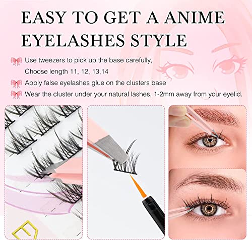 EMEDA Cluster Lashes 70 Pcs DIY False Eyelashes With Tweezers C Curl Individual Lashes 11mm 12mm 13mm 14mm Manga Lashes DIY Eyelash Extensions Th