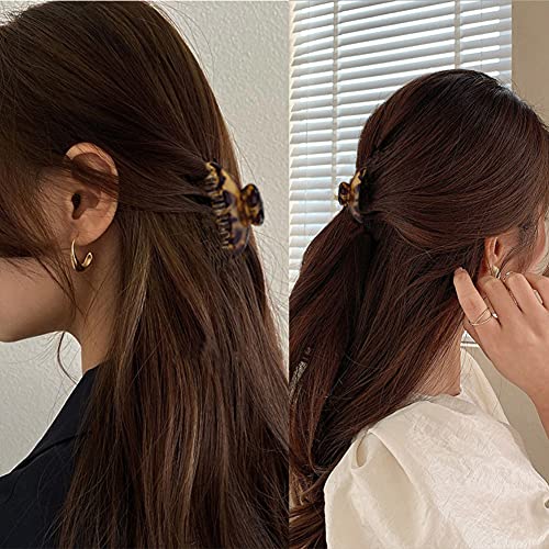 Medium Hair Claw Clips for Women - 3 Pack 2.7″ Small Hair Grips Hair Catch Jaw Barrette Plastic Nonslip Hair Clip for Girls Half Bun Hairpins for