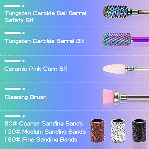 Nail Drill Bits Set 11pcs 3/32in Ceramic Tungsten Carbide Nail Drill Bit,Diamond Cuticle Electric Nail File Bits For Acrylic Nails With 75Pcs Nai
