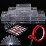Noverlife 10PCS Press On Nail Storage Box, 2.6x2.6 inch / 6.5x6.5cm Clear Empty Plastic Nail Tips Storage Box with Arcylic Nail Display Sticks, N
