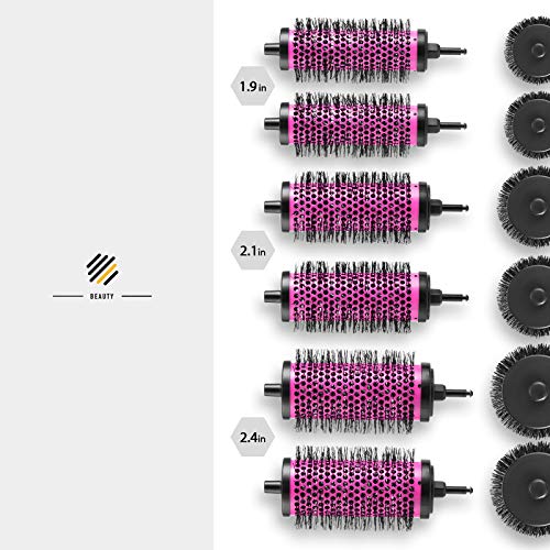 Hivexagon Round Hair Brush Set with Detachable Barrels Styling Tool,6 Barrels 1 Handle 6 Clips,3 Barrel Sizes - Small Medium Large