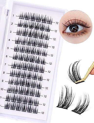 DIY Lash Extension Kit Cluster Lashes 240pcs Lash Cluster Individual Eyelash Extension Kit Natural D Curl Cluster Lash with Lash Bond and Seal, A