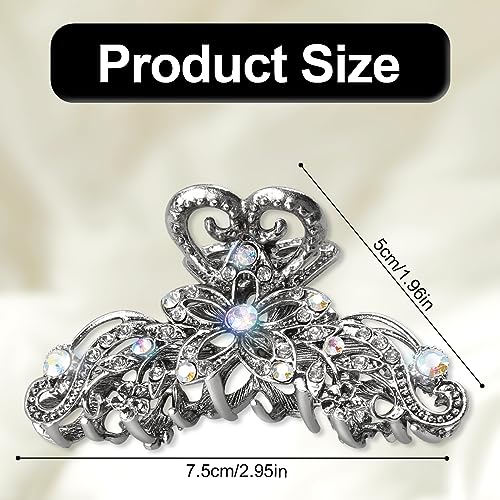 Jagowa Vintage Hair Claw Clips Rhinestone Shiny Flower Butterfly Claw Clips Retro for Women Girls Wedding Bridal