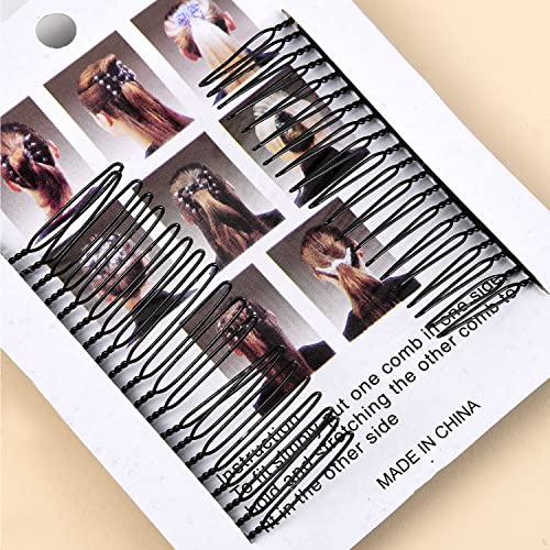 Stretch Beaded Hair Combs,Magic Crystal Beads Slides,Elastic Pearls Double Combs Vintage Double Slide Clips DIY Hair Accessories for Women 2PCS