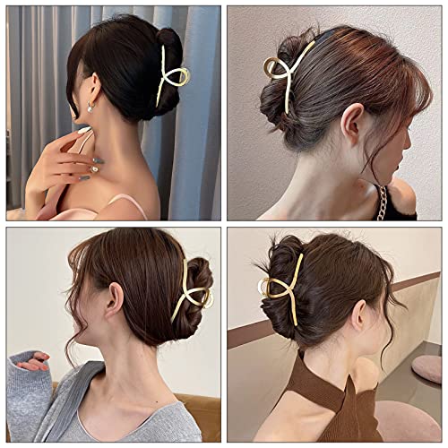 Heyu-Lotus 3 Color Hair Claw Clips Large Metal Strong Hold Hair Clips 4.3 Inch Nonslip Claw Clips Clamp, Headdresses Hair Styling Accessories for
