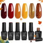 Beetles Gel Nail Polish Set,Fall Winter Colours Yellow Orange Gold Glitter Red Gel Polish Soak Off UV Gel Nail Polish Nail Art Salon Manicure Gel