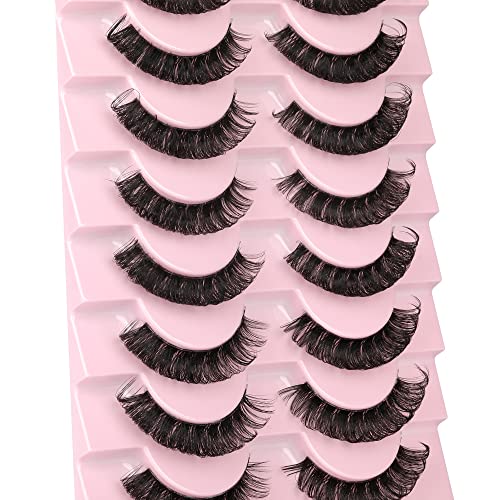 Newcally False Eyelashes Natural 3D Lashes Cat Eye Look Faux Mink Lashes Fluffy Strip 14 Pairs, Multipack