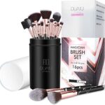 Makeup Brushes Set DUAIU 16PCS Vegan Synthetic Make up Brushes Foundation Eyeshadow Concealer Eyebrow Black Marble Brush Set With Makeup Brush Ho