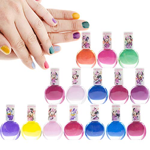 Disney Minnie Mouse - Townley Girl Non-Toxic Water Based Peel-Off Nail Polish Set with Glittery and Opaque Colors for Ages 3+, Perfect for Partie