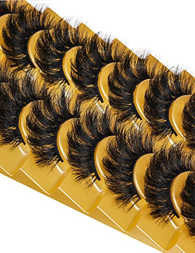 False Eyelashes Fluffy Natural Look 8D 20 mm Long C Curl Strip Eye Lashes Pack 10 Pairs Full Reusable Fake Eyelashes That Look Like Extensions by
