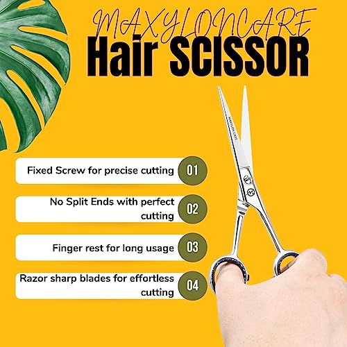 Maxyloncare Hairdressing Scissors for Professional Hairdressers 6 inch Stainless Steel Hair Cutting Shears for Salon Barbers Men Women
