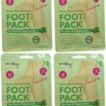 Derma V10 Foot Pack Mask (4 Pack) Deep Moisturising Tea Tree and Peppermint Oil, Honey and Almond Oil Moroccan Argan Oil & Hemp Seed Oil (Tea Tre