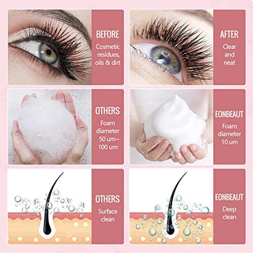 Rosarden Eyelash Extension Cleanser Eyelash Extension Shampoo Lash Cleanser for Extensions+Cleansing Brushes+Mascara Wand For Extensions and Natu