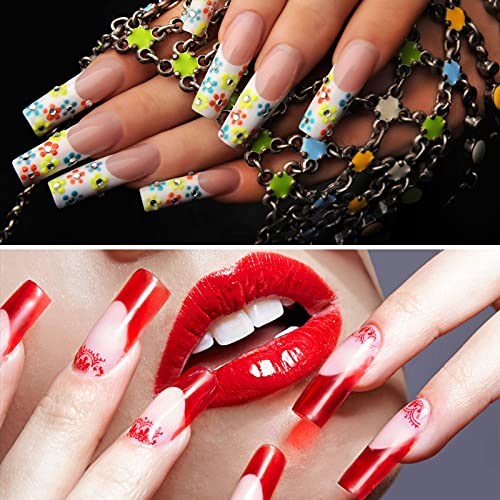 120 Pieces Dual Nail Forms Set Gel Nail Mold Extension Forms Coffin Nail Gel Forms for Acrylic UV Nails Clear with 12 Sizes Scale and Nail Clips