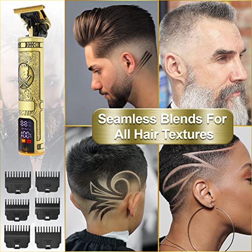 Hair Clippers Men, Beard Trimmer, Cordless USB Rechargeable, with LCD Screen, Professional T-Blade Trimmer, Grooming Kit 7 in 1 for Barbers and H