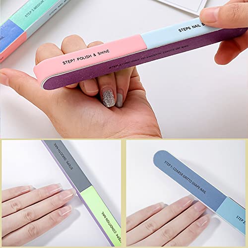 7 Pcs Nail Buffer, Nail Buffer Blocks, Nail File and Buffer Set, Nail File Set, 7 Way Nail File and Buffer Block Professional Nail Buffering File