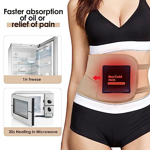 QYCHHJ 6PCS Castor Oil Pack Wrap Kit Reusable Organic Packs with Heating for Liver Detox,Comfort Sleep, Inflammation Adjustable Elastic Strap Fla