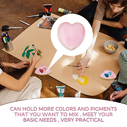 BLMHTWO Nail Palette Nail Polish Palette Resin Nail Art Palette Mixing Colors Palettes with Golden Edge and Heart Shape Design Nail Painting Disp