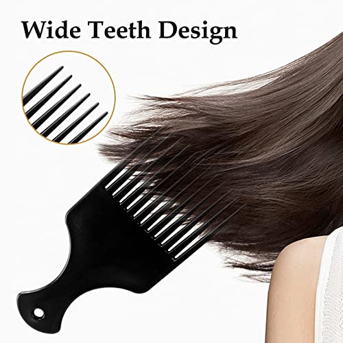 Sularpek 2 Pcs Afro Hair Comb, Black Plastic Afro Hair Comb Hair, Hair Pick Comb, Smooth & Sturdy Wide Tooth Plastic Afro Pick, for Detangling An