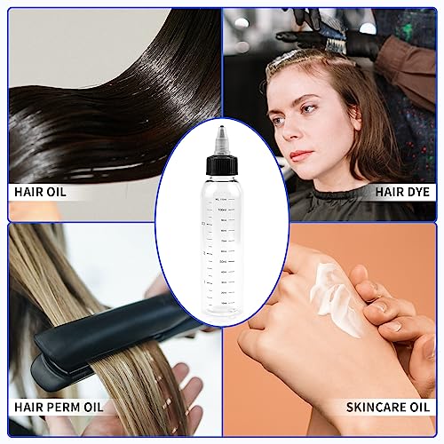 Fantasyon 3PCS Hair Oil Applicator Bottle 120ml Squeeze Oil Applicator Bottle for Hair Oil Bottle Applicator with Caps for Salon Hair Care Colori