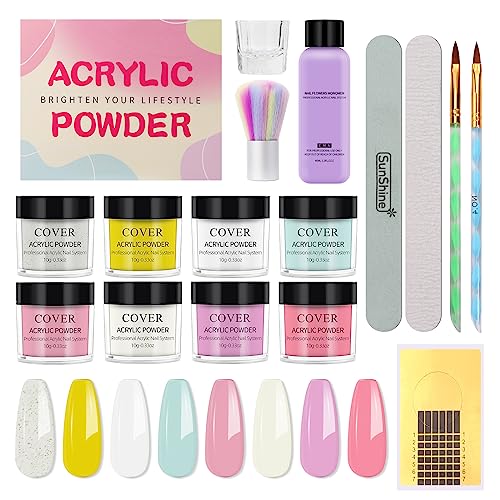 Deciniee Acrylic Powder Nail Kit, 8 Colors Dip Powder Nail Kit(Red White Pink Black Jelly Color),Nail Dipping Powder Nail Extension Kit with File