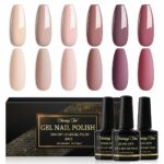 Shining She Gel Nail Polish, Nude Gel Nail Polish Set, 6 Colours Neutral Nude Pink Brown Gel Polish Set Soak-Off UV/LED Nail Polish Gel Gift for