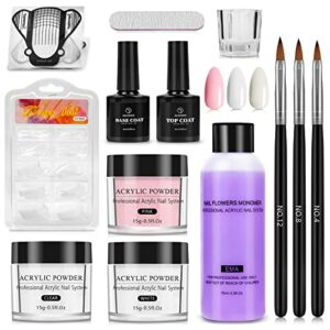 Yokilly Acrylic Nail Kit,Acrylic Powder Set with Pink White Clear Colors,100PCS Nail Tips Professional Acrylic Nail Kits Set with Nail Art Brush,