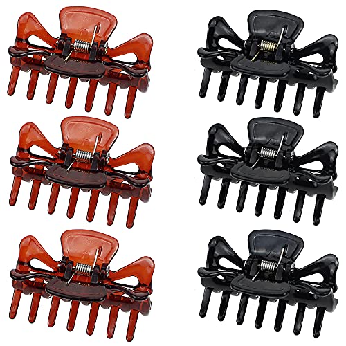 JaneYi 6 Pieces Hair Claw Clips Plastic Hair Claws Non-Slip Strong Hold Hair Jaw Clips Medium Small Hair Clasps Fashion Hair Styling Accessories