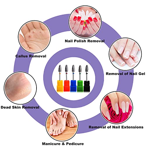 Fantexy Nail Drill Bits Set For Acrylic Nails,3/32 Inch Professional Tungsten Nail File Bits Nail Art Tools,Manicure Pedicure Shapen Remove Tools