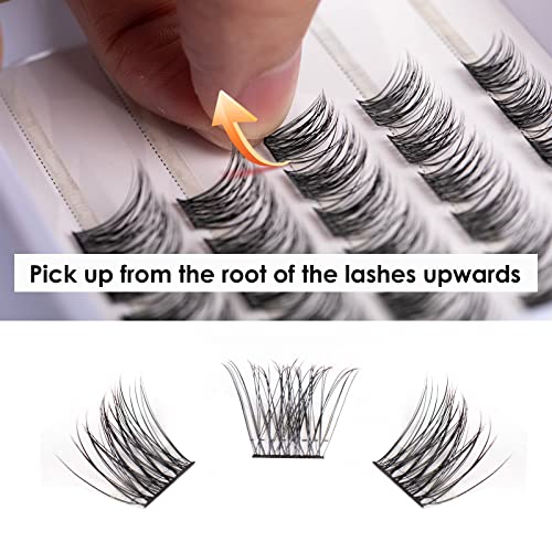 Lanciley Individual Lashes 45 Clusters Lashes C Curl DIY Eyelash Extension Kit at Home for Make-up Beginner False Eyelashes with Eyelash Glue Twe