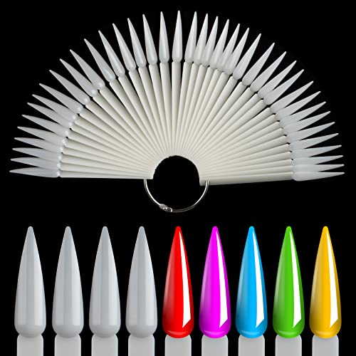 BNG Stiletto Nail Colour Display Sticks 80X Nail Art Tips Pop Sticks Gel Polish Practice Sample Nail Pops Salon Color Card Chart, Fan-shaped Tran