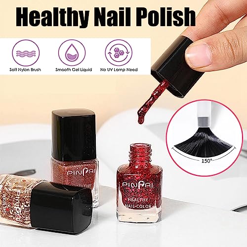 Quick Dry Nail Polish - High Gloss Nail Varnish Polish Quick Dry In 60s, No Baking Long Lasting Nail Varnish Gel, Grapefruit Color Nail Art Polis